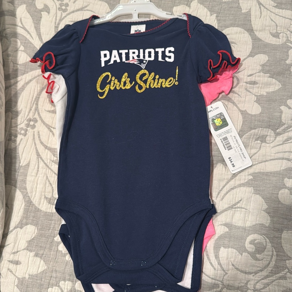 New England Patriots girlies onesies- 18 months